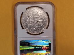 * NGC EE1892 Ethiopia Birr in Brilliant About Uncirculated - details