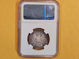 NGC 1907-D German States Bavaria silver 2 marks in Mint State 63