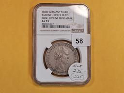 NGC 1854-F German States Saxony Taler in About Uncirculated - 53