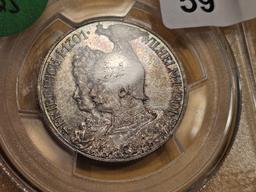 GEM! PCGS 1901 German States Prussia silver 2 marks in Mint State 66