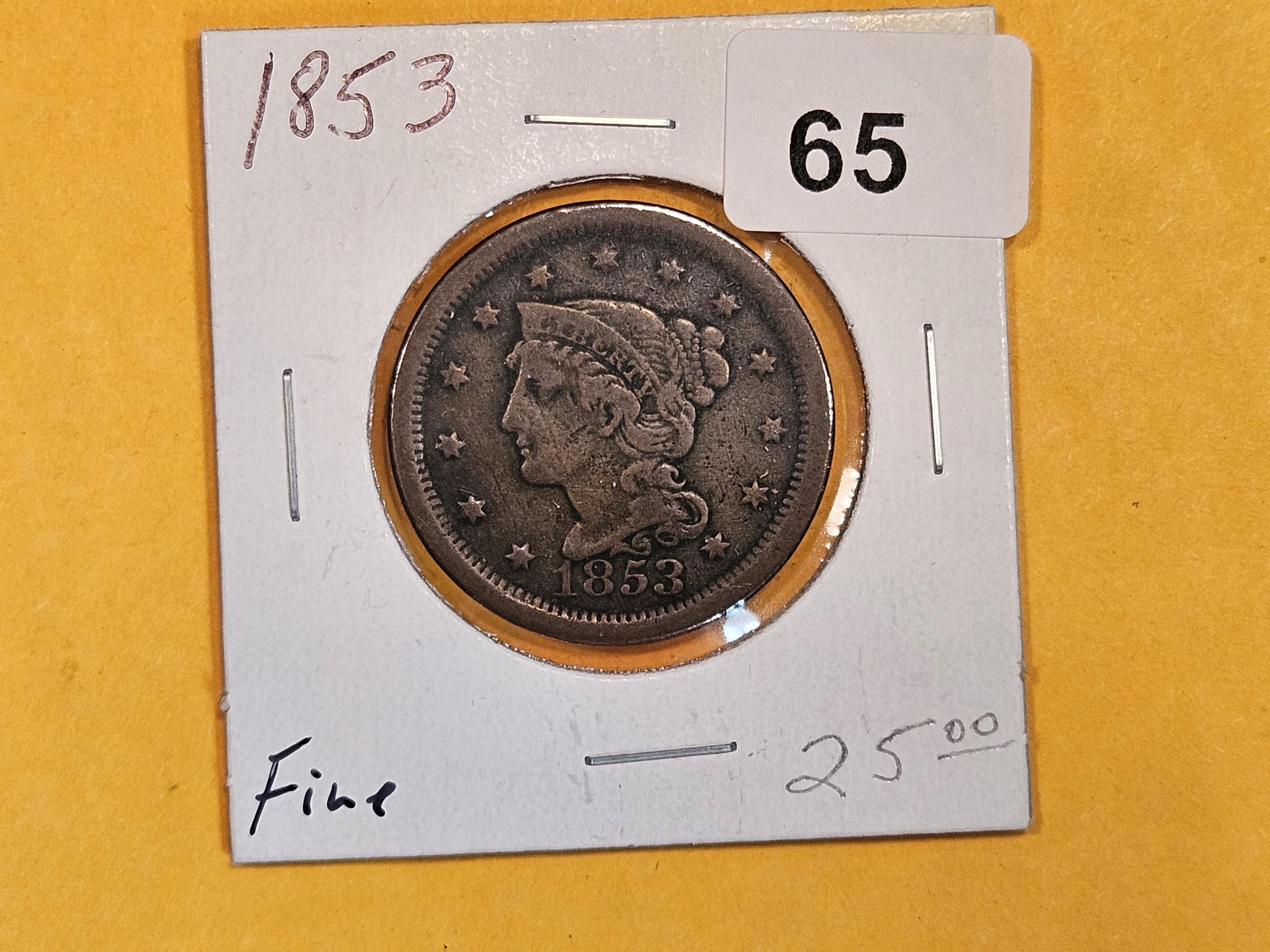 1853 Braided Hair Large Cent