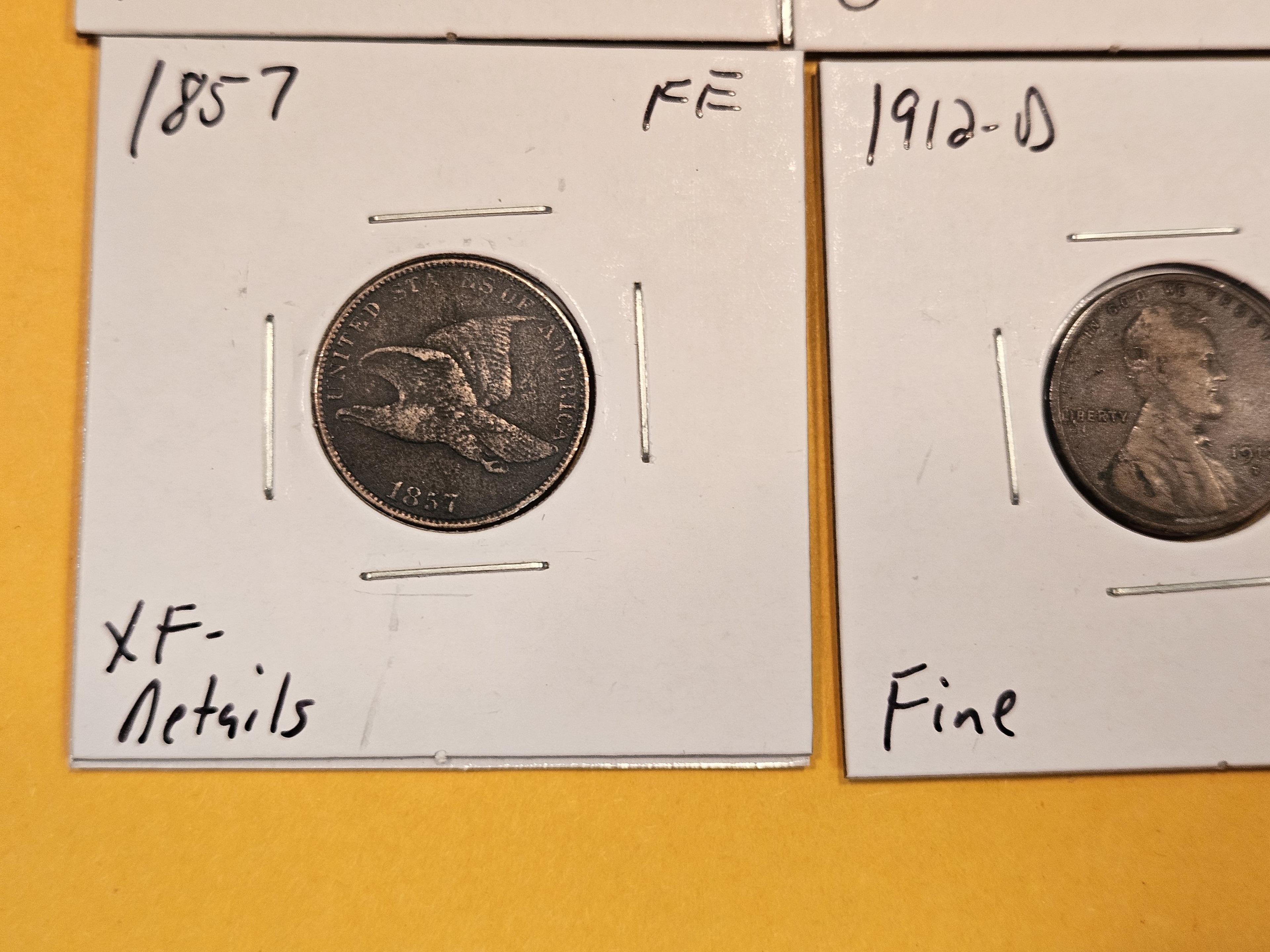 Six mixed Small cents in Good through Extra Fine - Details
