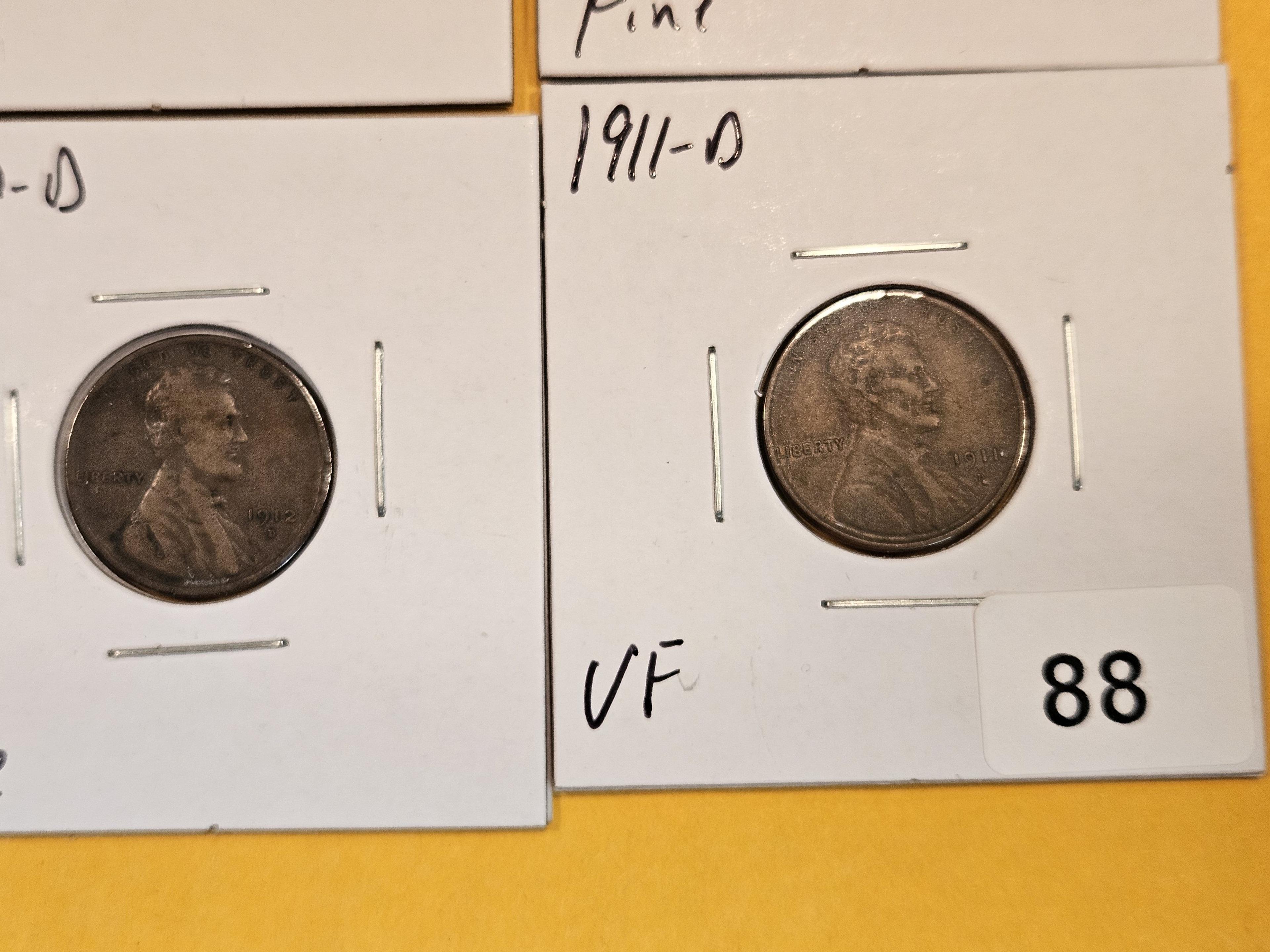 Six mixed Small cents in Good through Extra Fine - Details