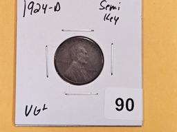 Semi-Key 1924-D Wheat cent