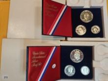 Two 1976-S Silver Proof Deep Cameo 3-coin Bicentennial sets