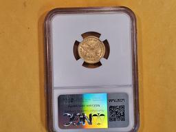 GOLD! NGC 1904 Liberty Head Gold Quarter Eagle $2.5 in Mint State 63