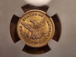 GOLD! NGC 1904 Liberty Head Gold Quarter Eagle $2.5 in Mint State 63