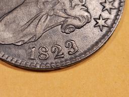 * Key Variety! 1823 Capped Bust Half Dollar in Very Fine - details
