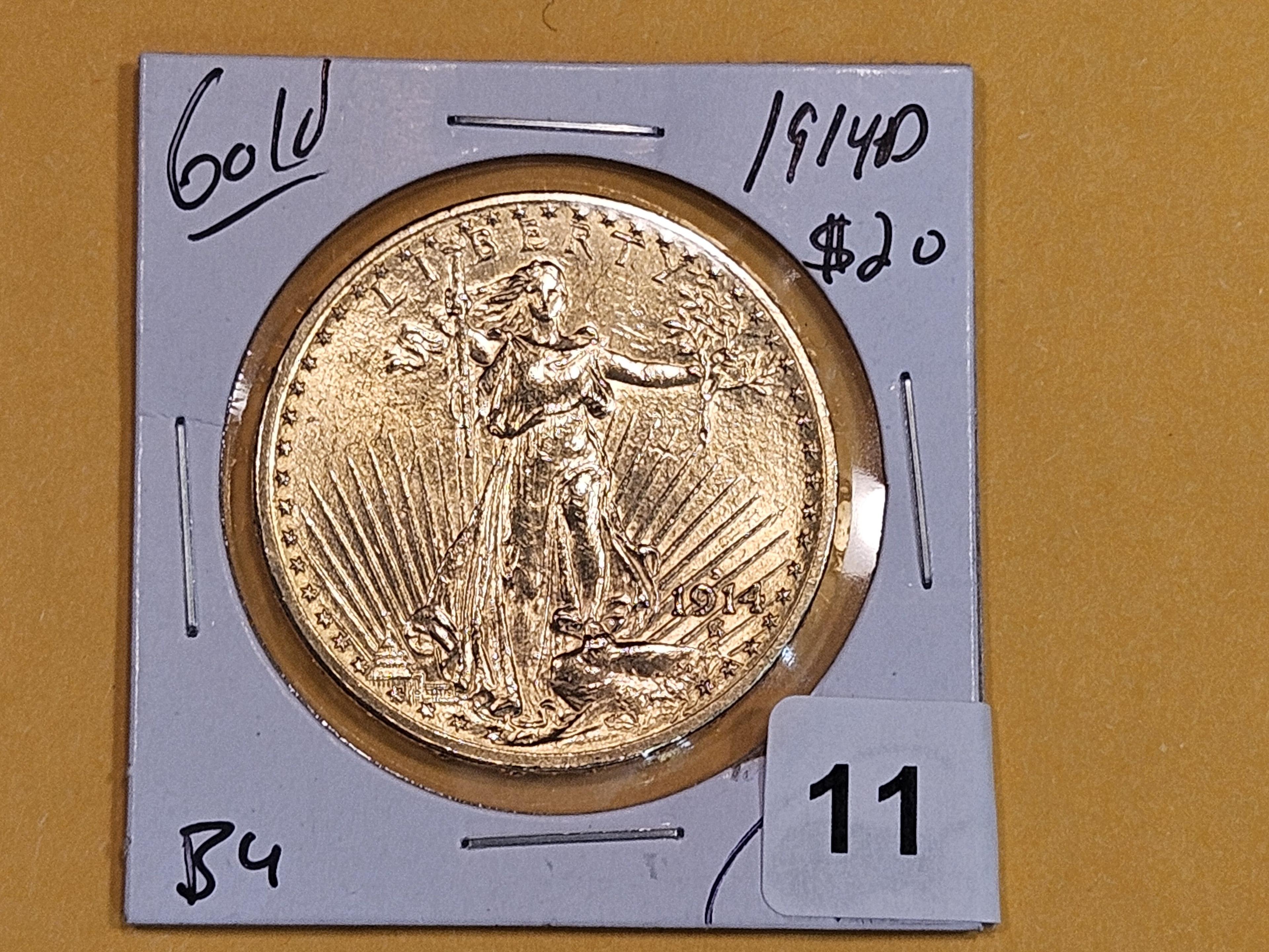 GOLD! Brilliant Uncirculated 1914-D Saint Gaudens Gold Twenty Dollars