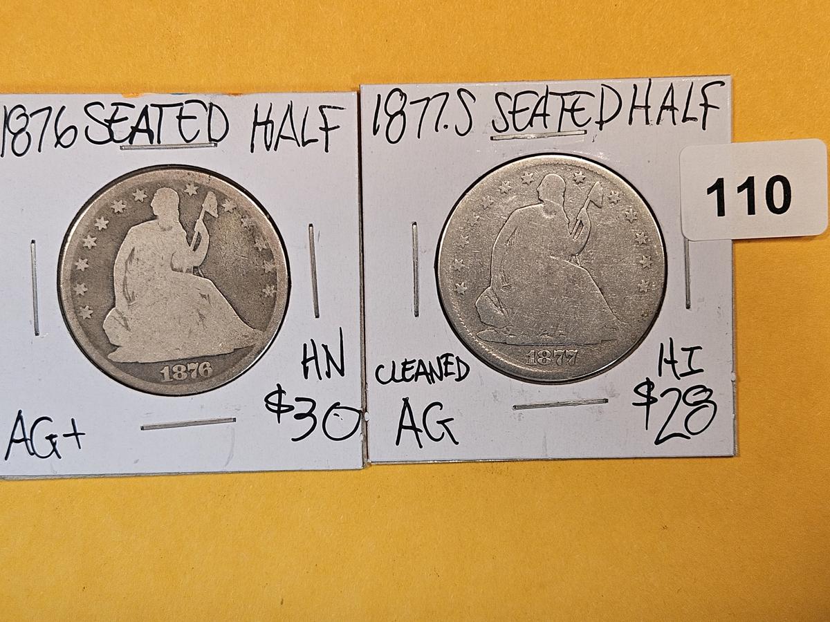 1876 and 1877-S Seated Liberty Half Dollars