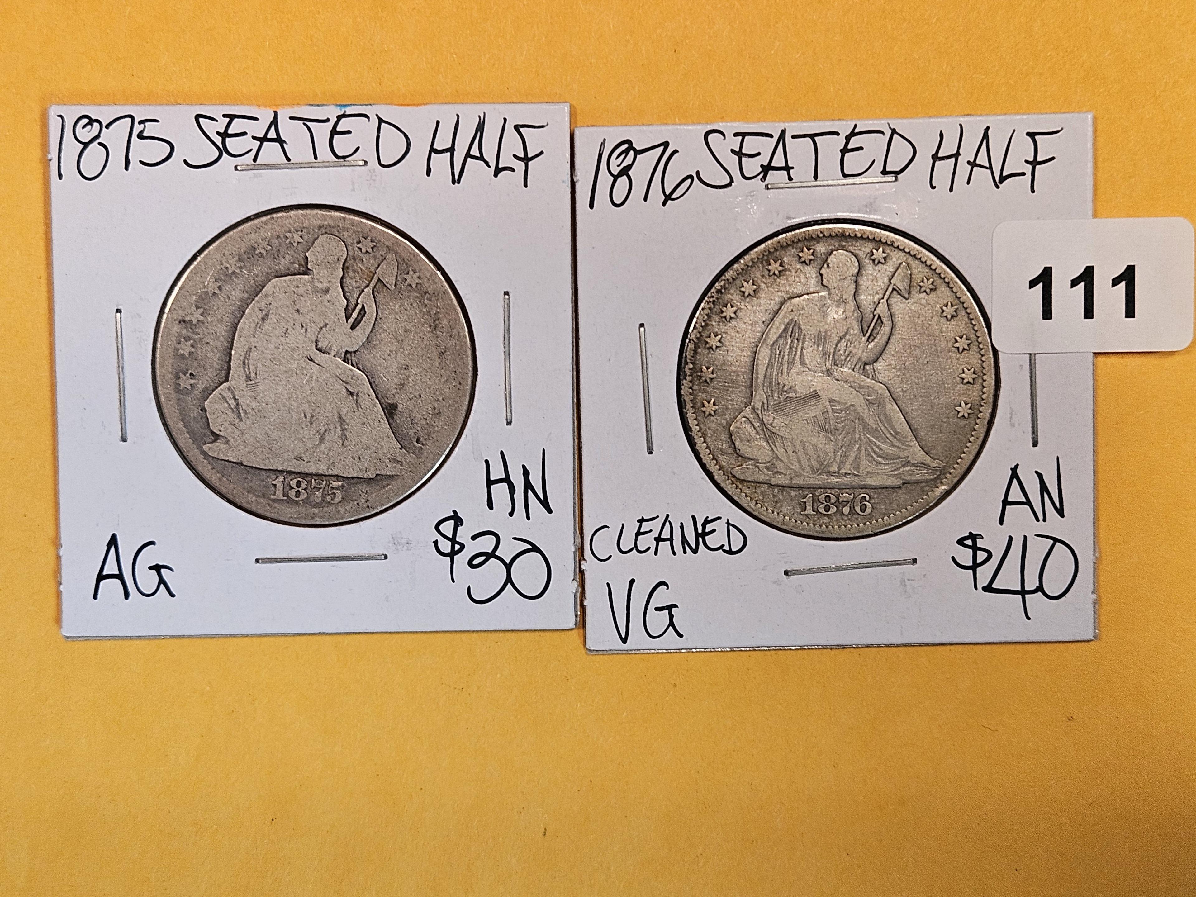 1875 and 1876 Seated Liberty Half Dollars