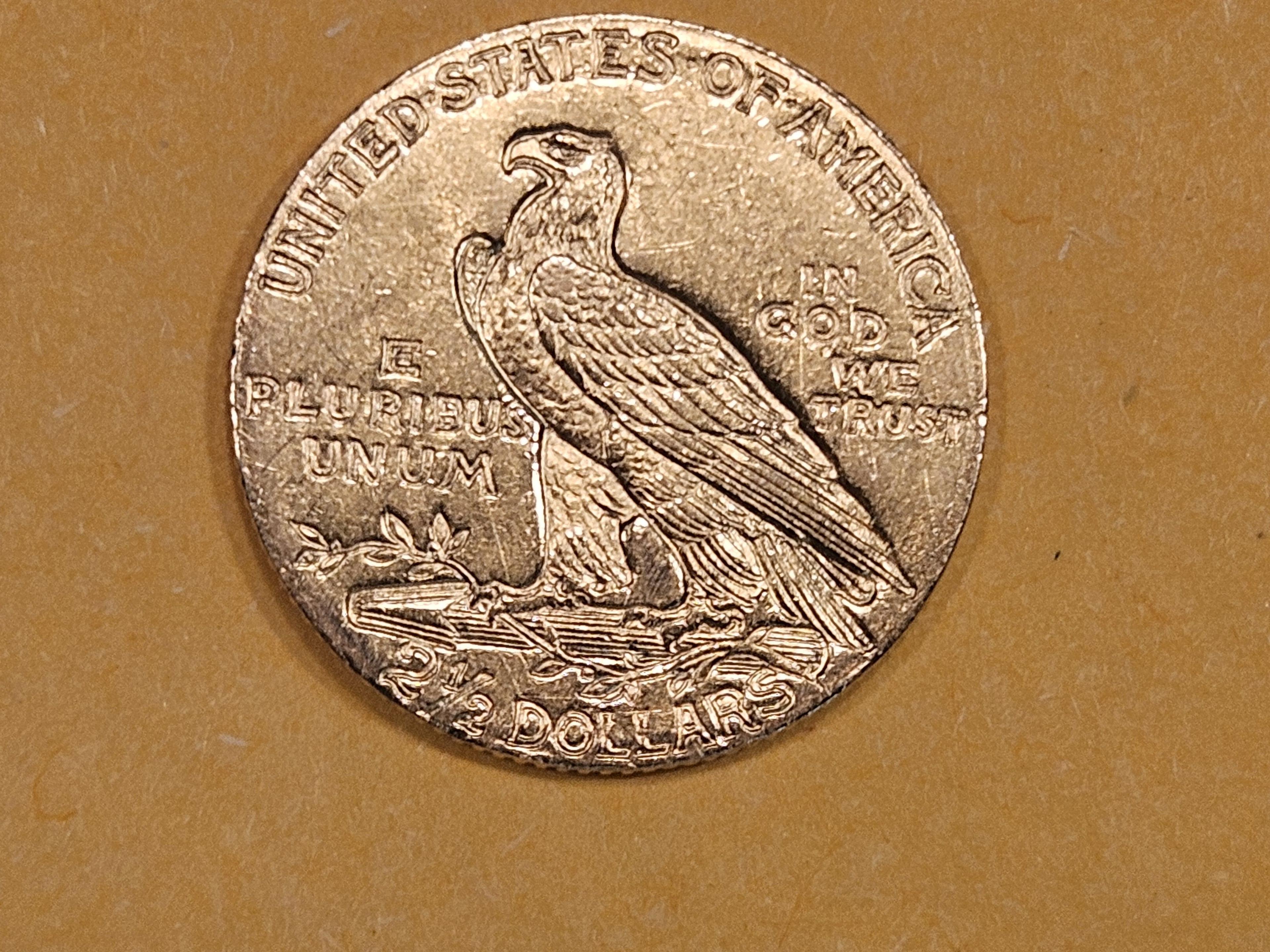 GOLD! Brilliant AU-BU 1910 Gold Indian $2.5 Dollars