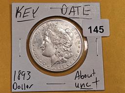 *** KEY DATE *** 1893 Morgan Dollar in Brilliant About Uncirculated Plus