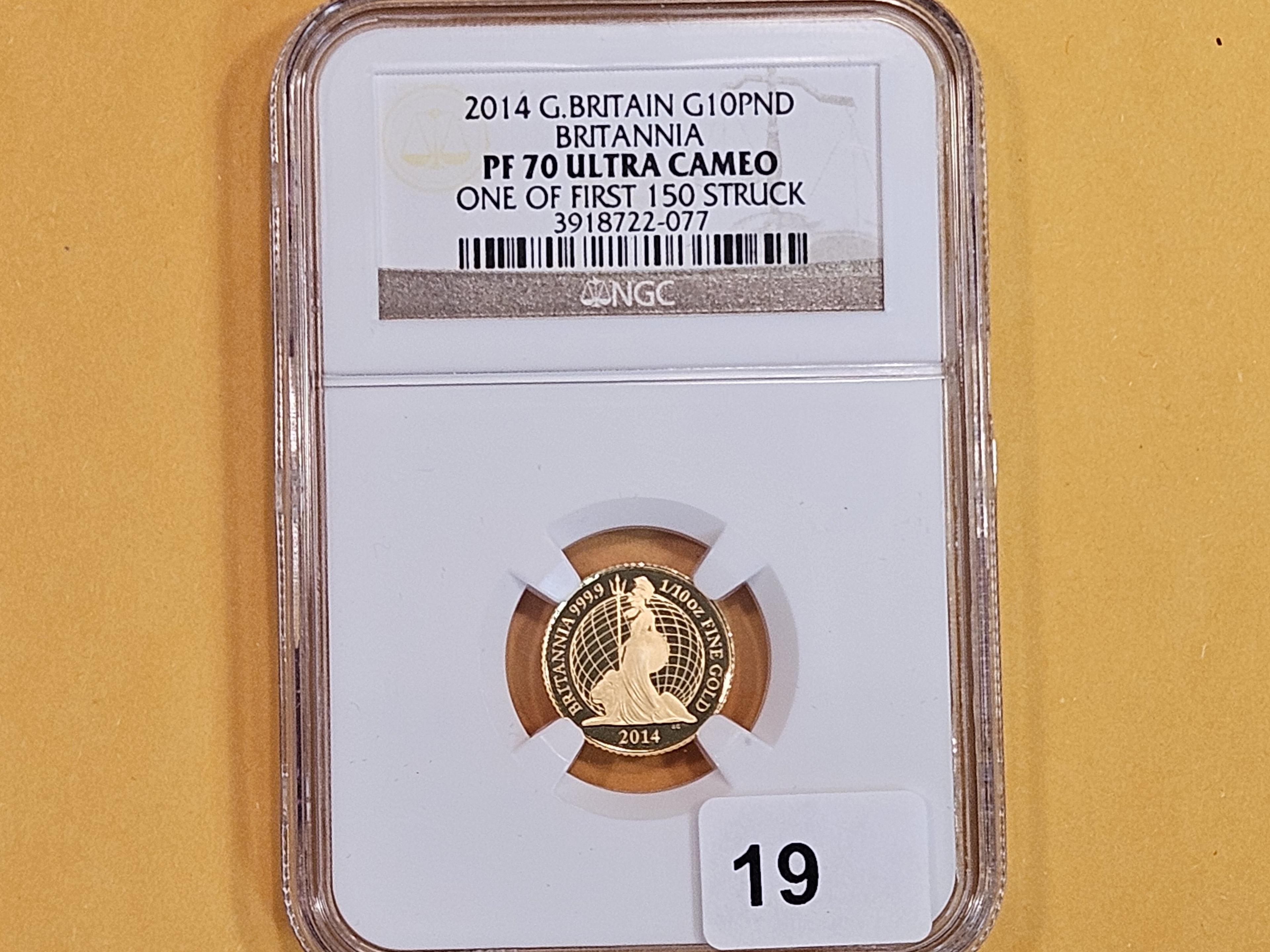 PERFECT! GOLD! NGC 2014 Great Britain Gold 10 pounds in Proof 70 Ultra Cameo