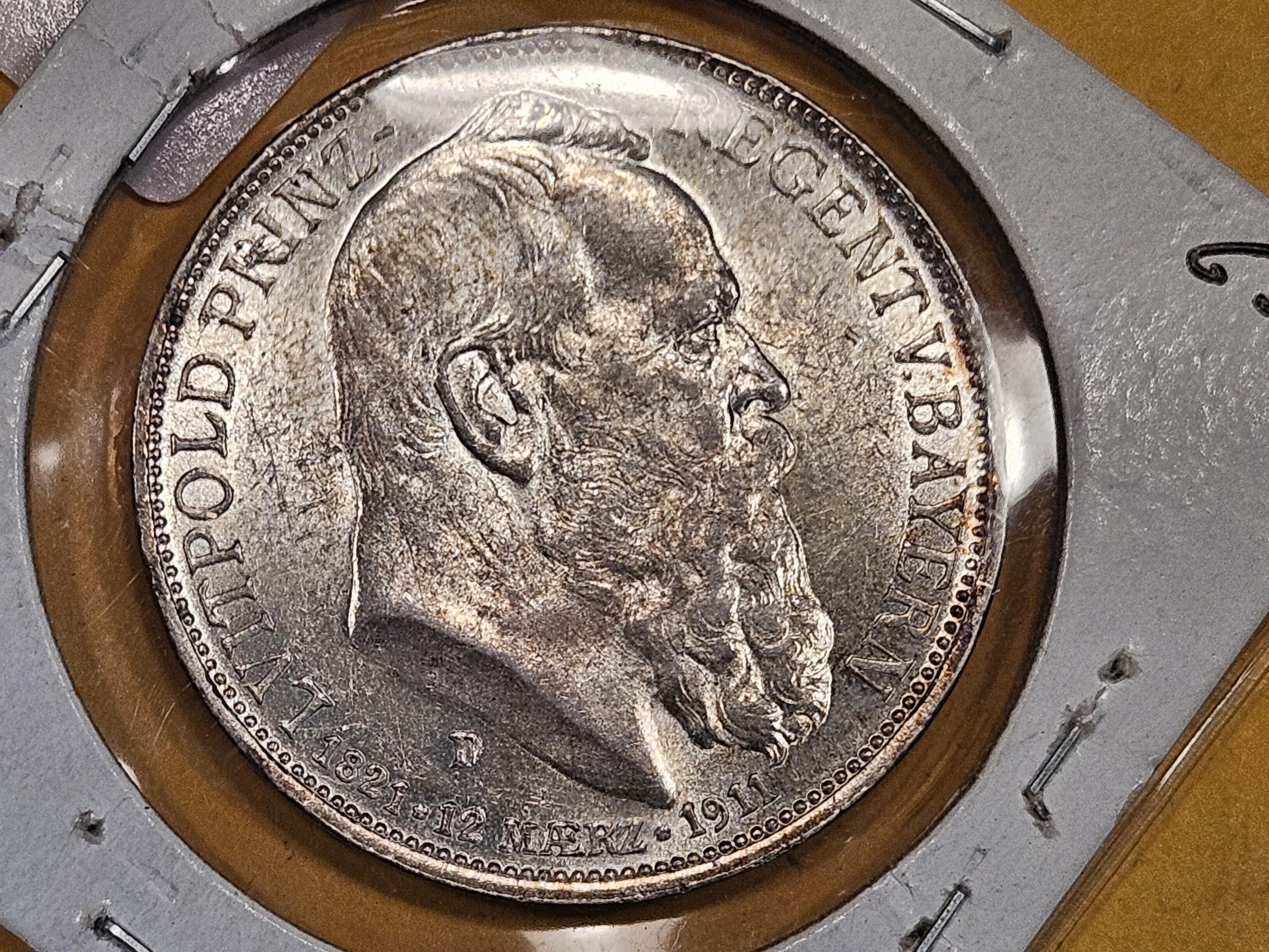 Brilliant Uncirculated 1911-D German States Bavaria silver 3 marks