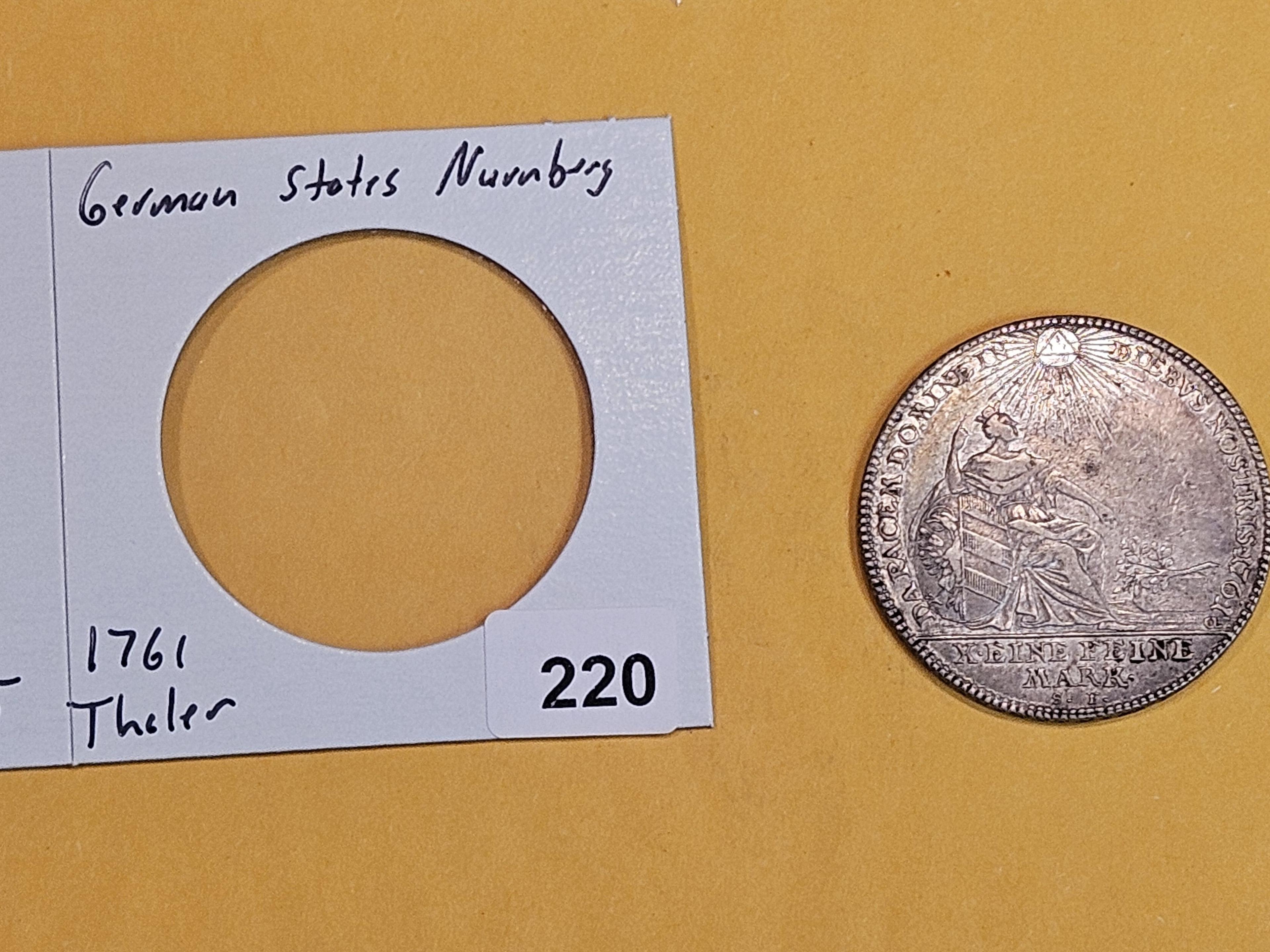 * 1761 German States Nurnberg silver thaler