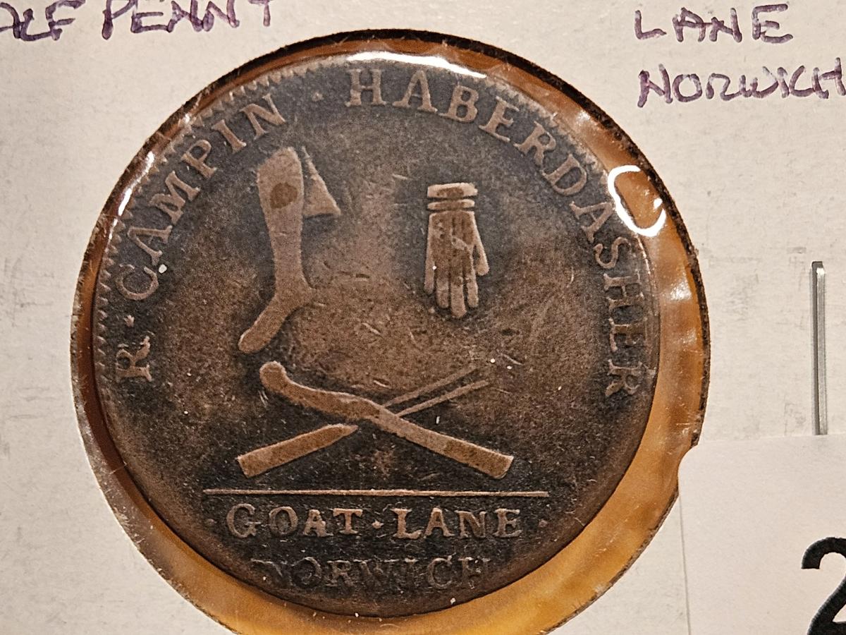 CONDER TOKEN! 1794 Norfolk-Norwich halfpenny token