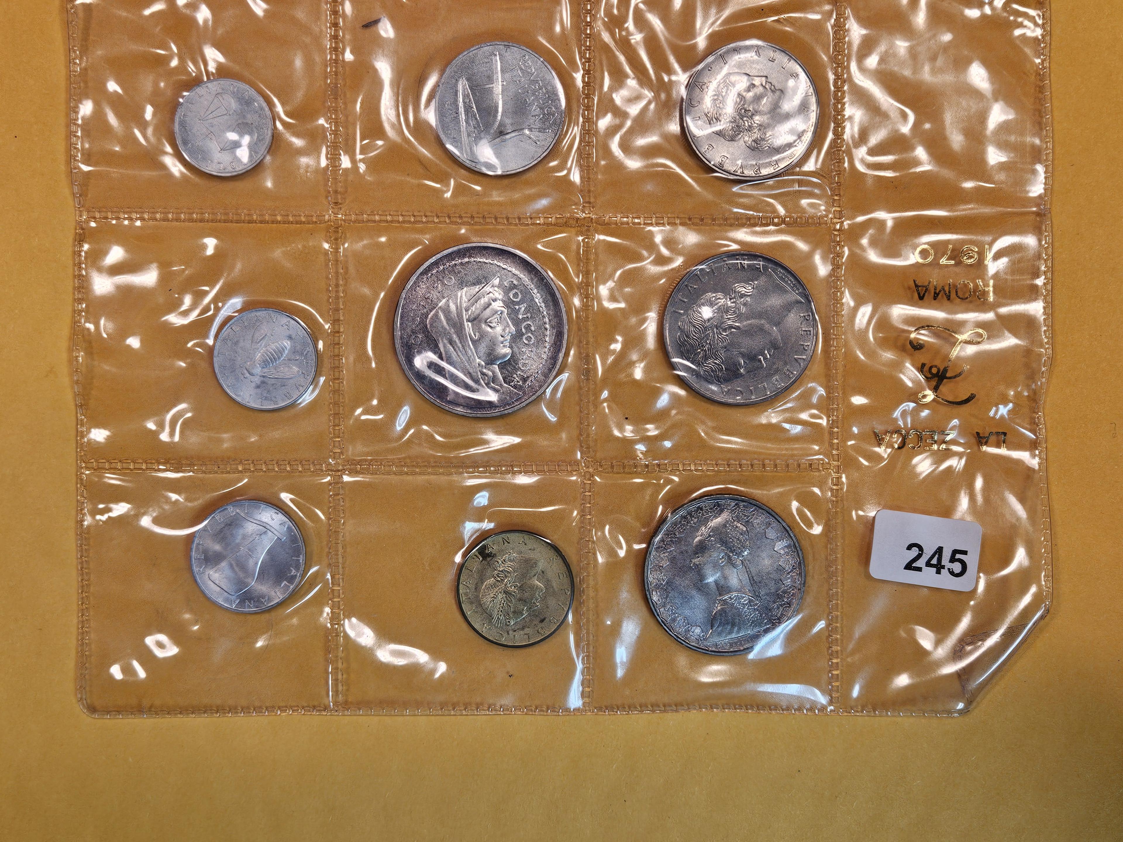 Purty, Brilliant Uncirculated 1970 Italian Coin Set