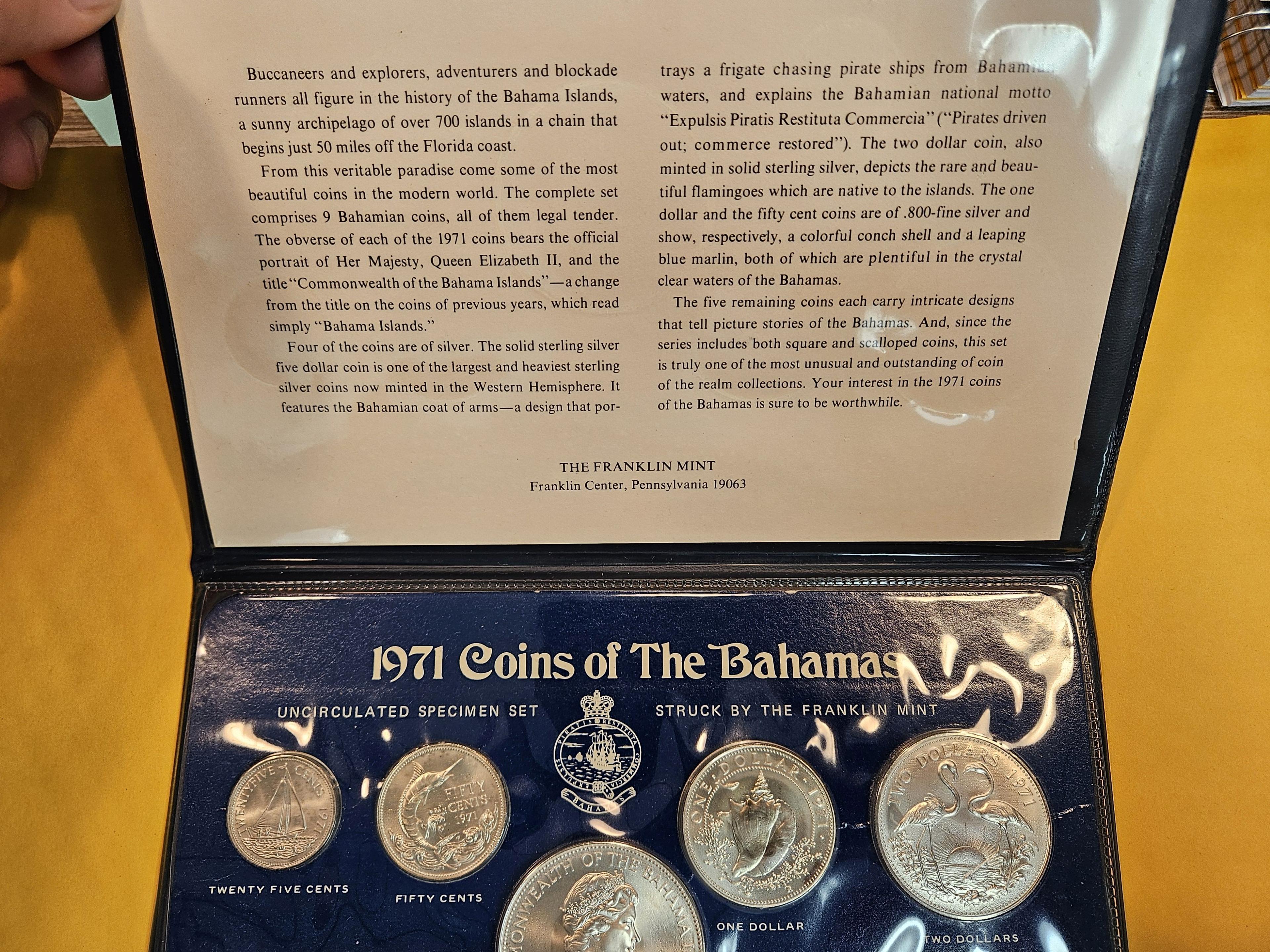 GEM Brilliant Uncirculated 1971 Bahamas 9-Coin Silver Set