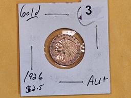 GOLD! About Uncirculated plus 1926 Gold Indian $2.5 dollars