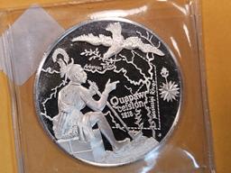 One Troy ounce .999 fine Proof Silver Art Round