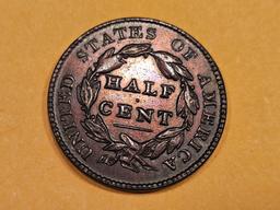 * 1828 Classic Head Half Cent in Extra Fine plus