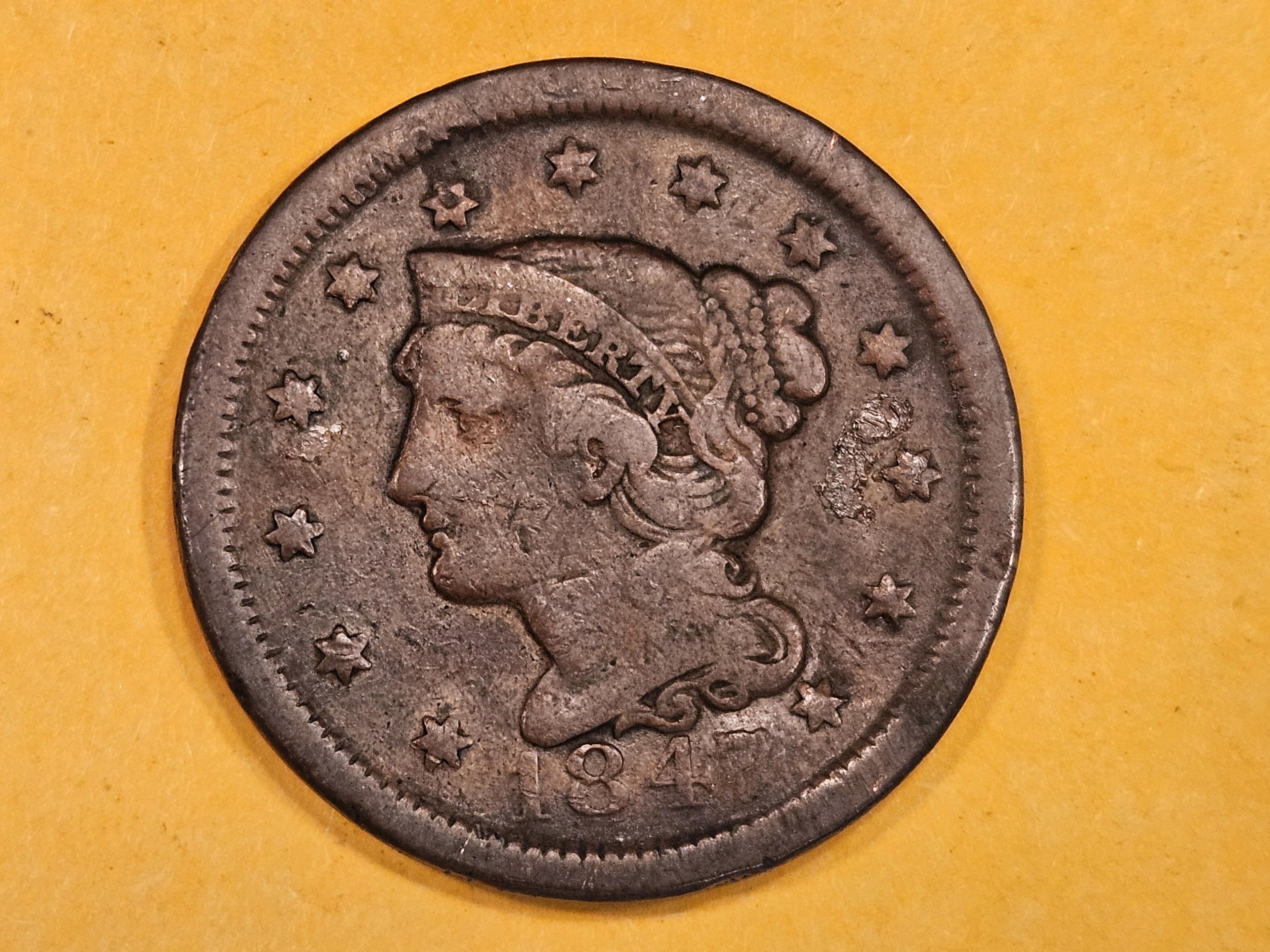 1847 Braided Hair Large Cent