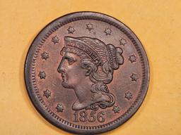 * 1856 Braided Hair Large Cent in Bright Red-Brown UNCIRCULATED!