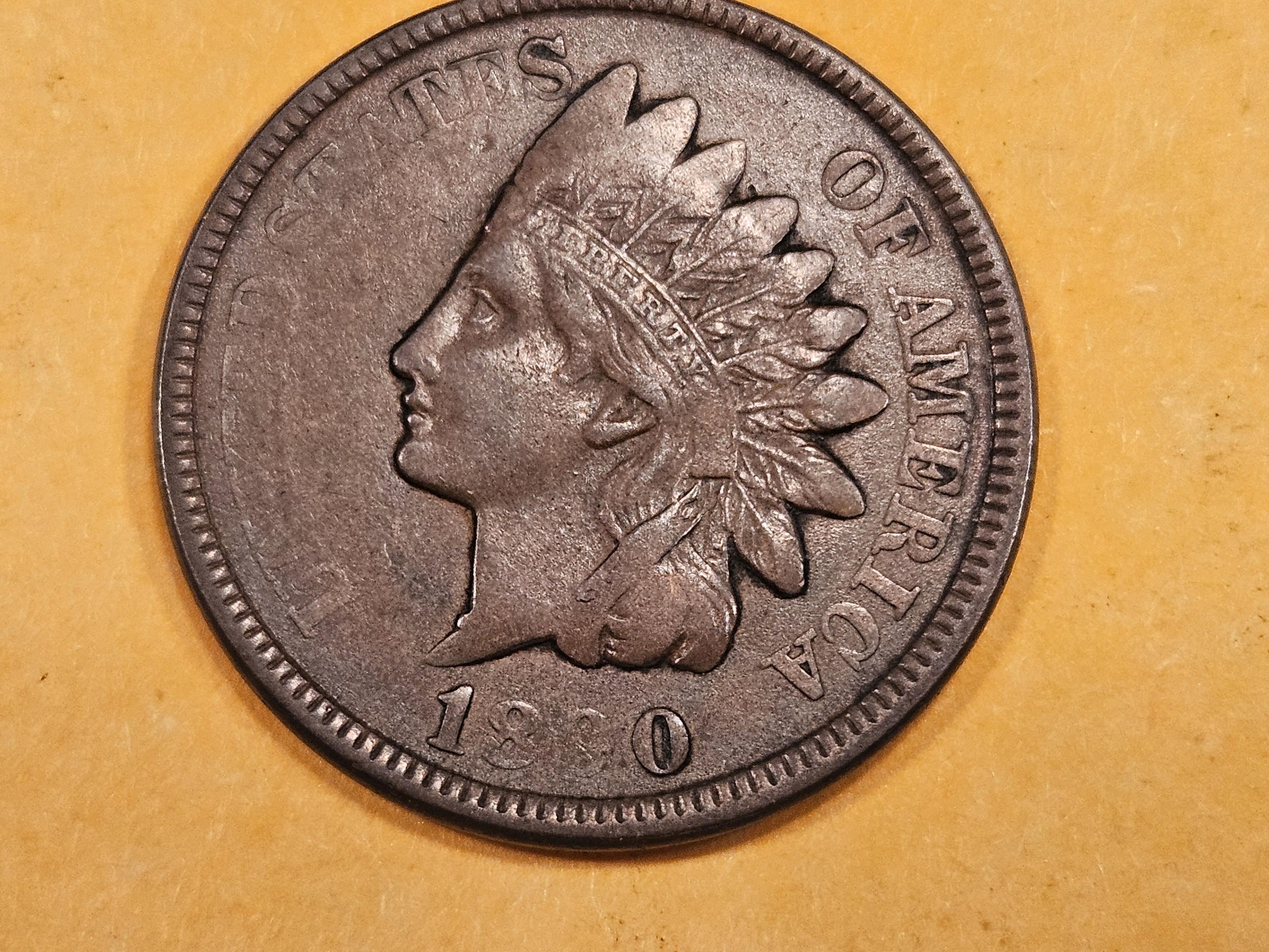 MINT ERROR! 1890 Indian Cent Struck through Grease