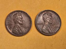 Two 1909-VDB Wheat cents in About Uncirculated