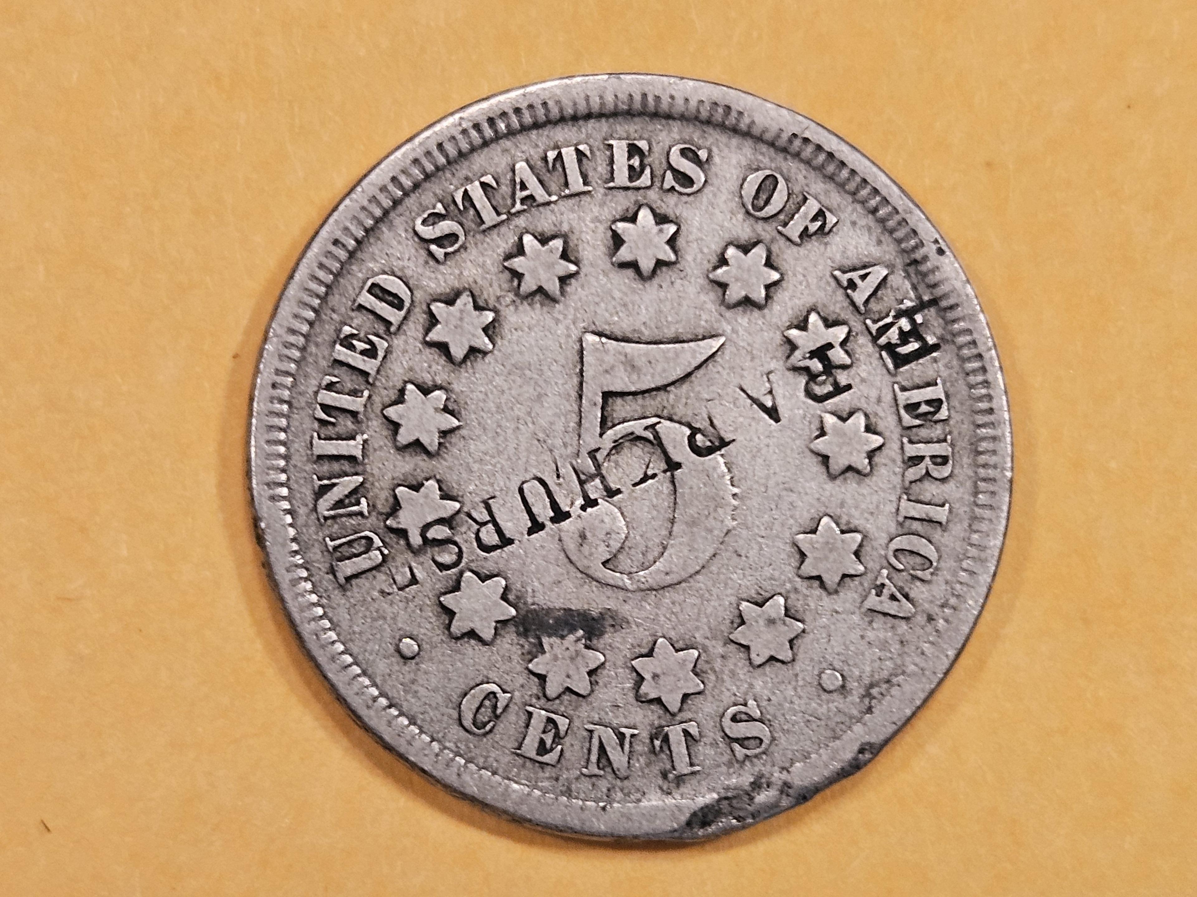 COUNTERSTAMP! Cool 1867 Shield Nickel