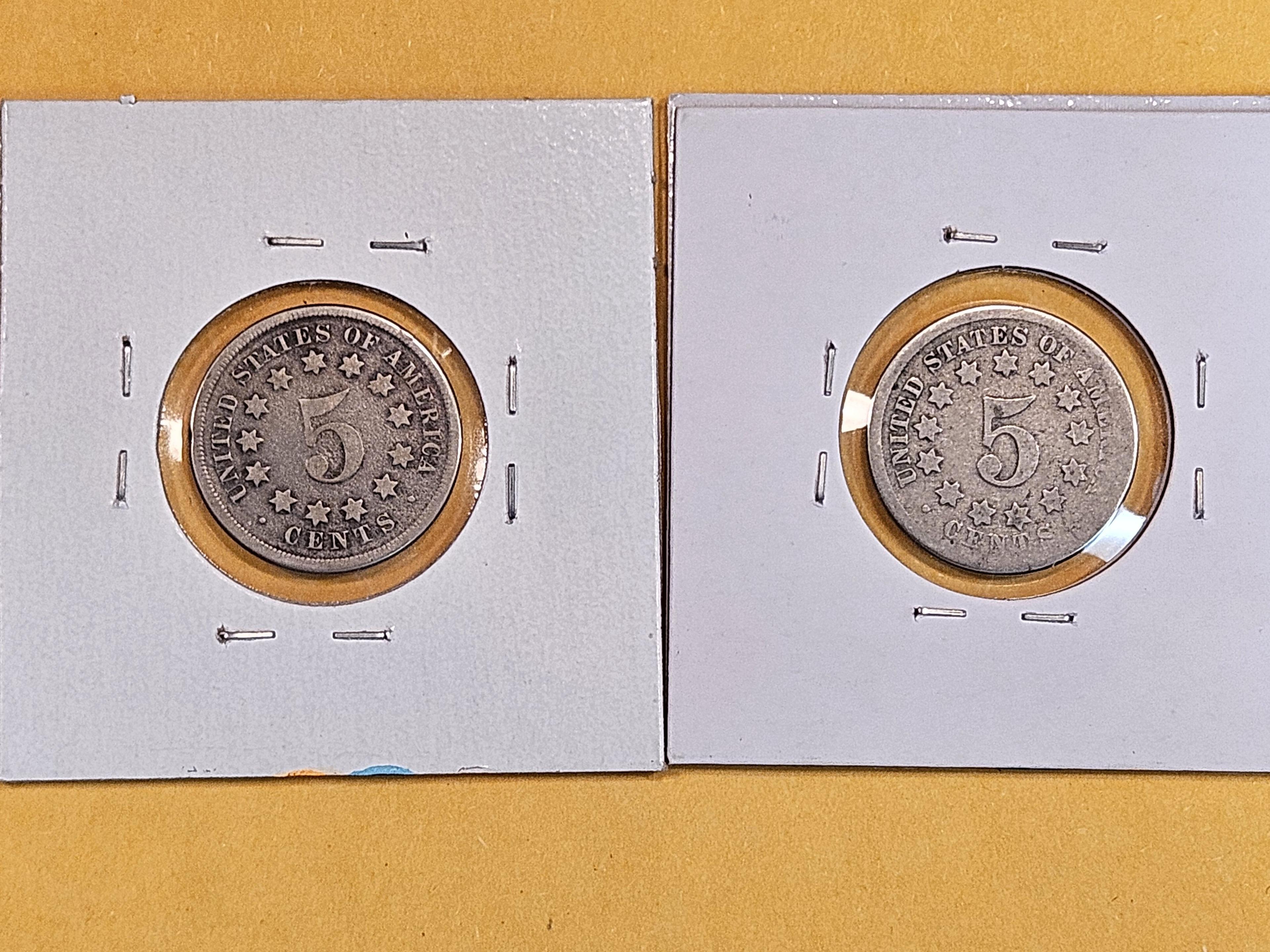 1867 and 1868 Shield Nickels
