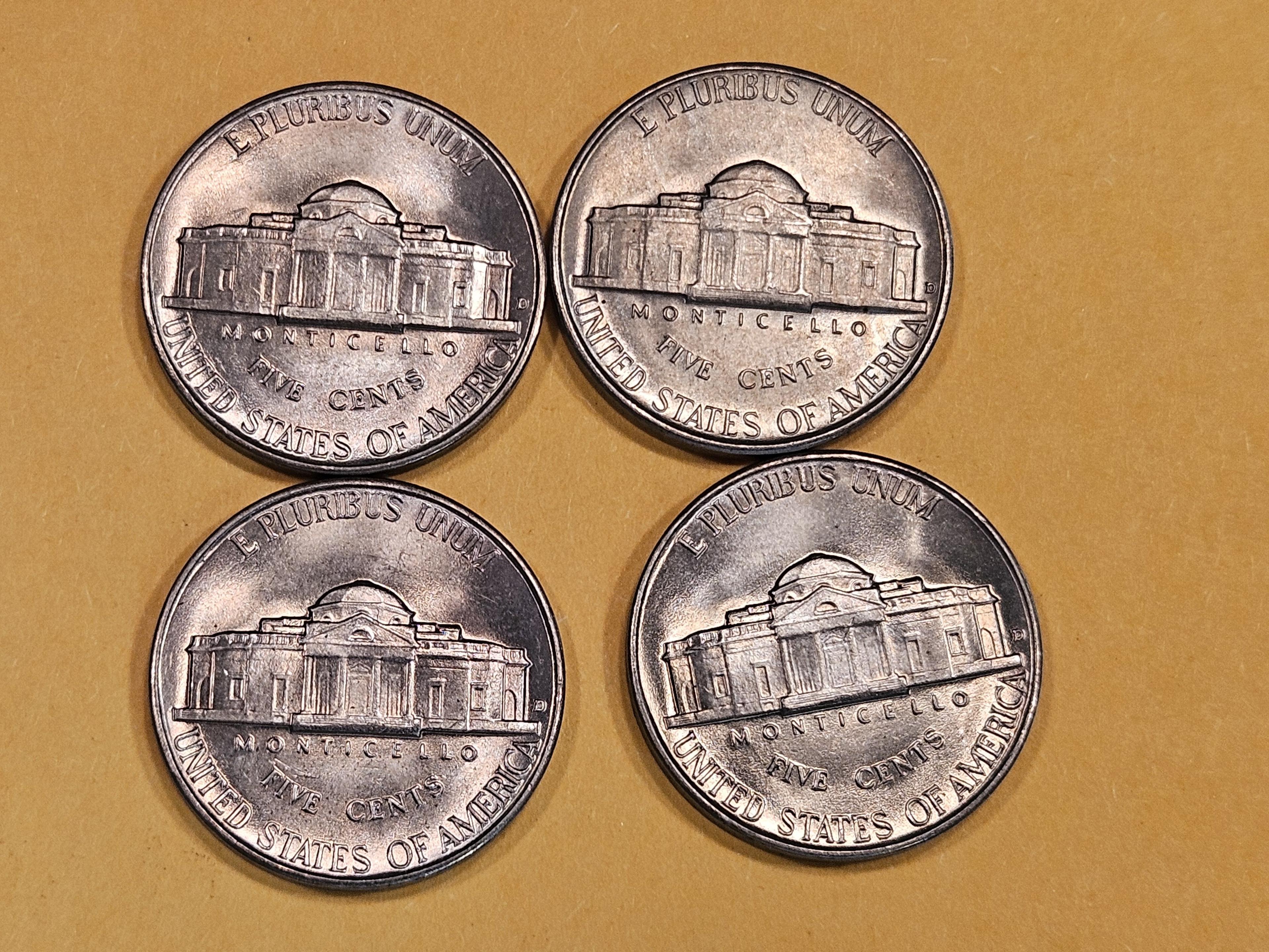 Four Choice to GEM Brilliant Uncirculated 1938-D Jefferson Nickels