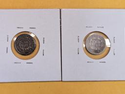 Two 1853 Seated Liberty Half Dimes