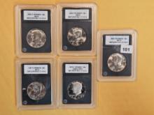 Five GEM and Proof Deep Cameo Kennedy Half Dollars