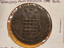 CONDER TOKEN! 1795 Middlesex-Williams halfpenny token in Very Fine plus