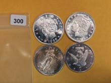 Four 1 Troy ounce .999 fine Silver Art Rounds