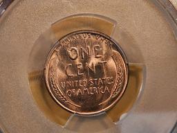 GEM! PCGS 1954-S Wheat cent in Mint State 66 + RED