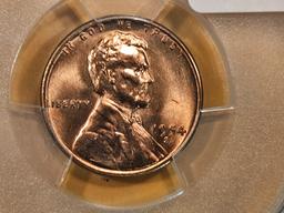 GEM! PCGS 1954-S Wheat cent in Mint State 66 + RED