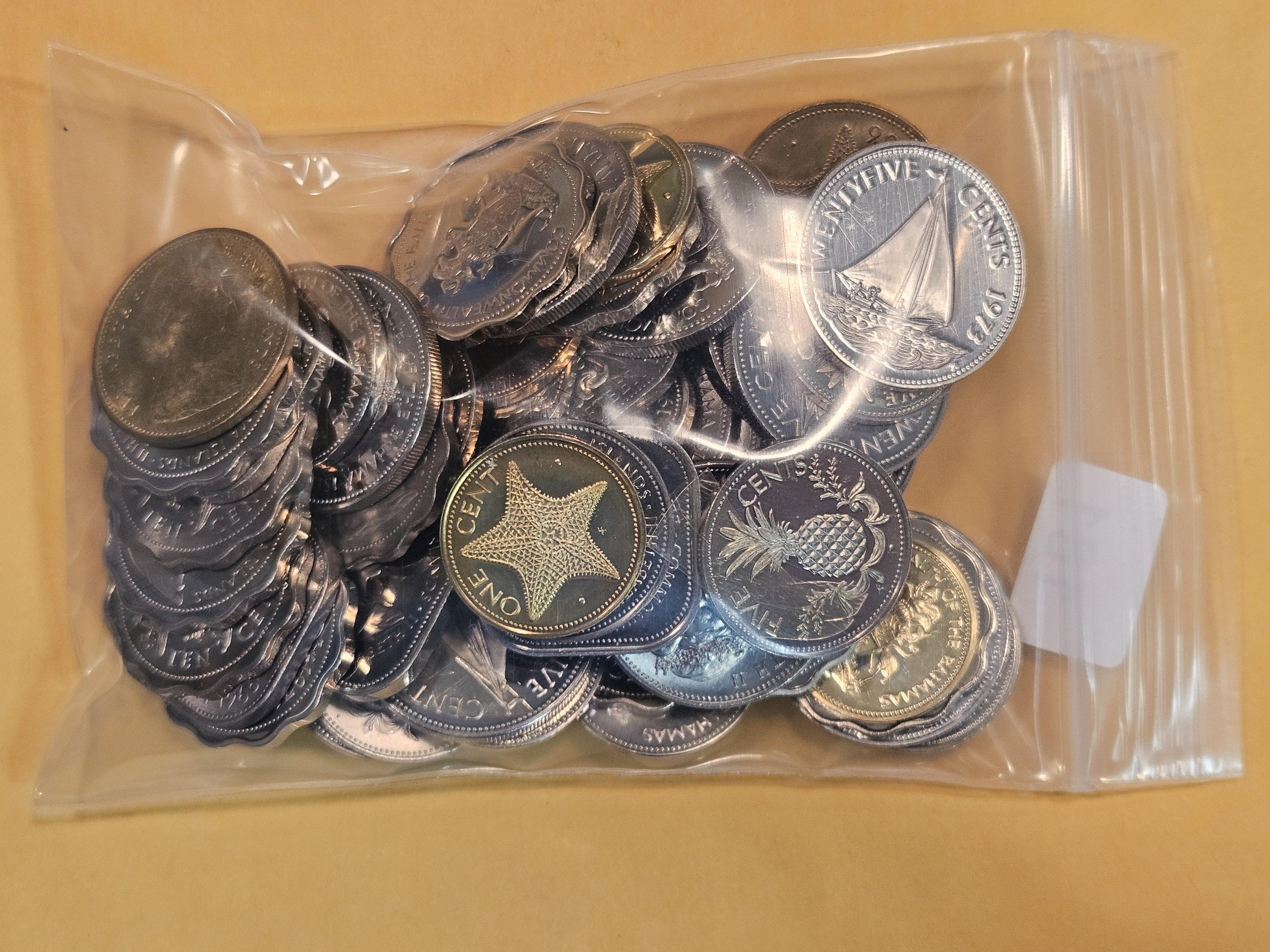 Bag full of Proof Bahamas coins