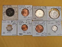 Eight nice, mixed, World Coins