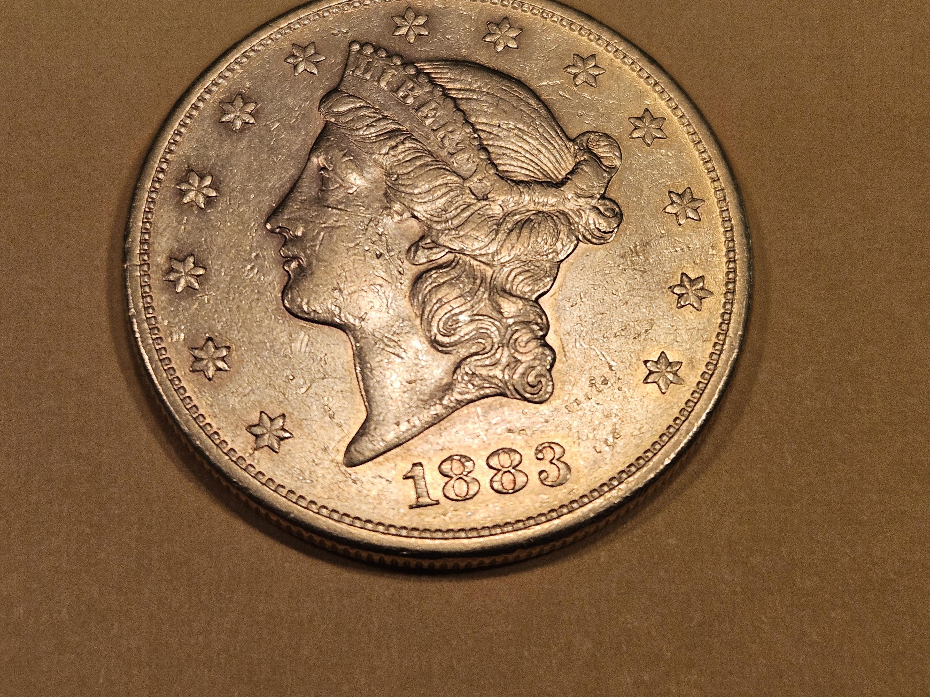 GOLD! Brilliant About Uncirculated plus 1883-S Liberty Head Gold Twenty Dollars