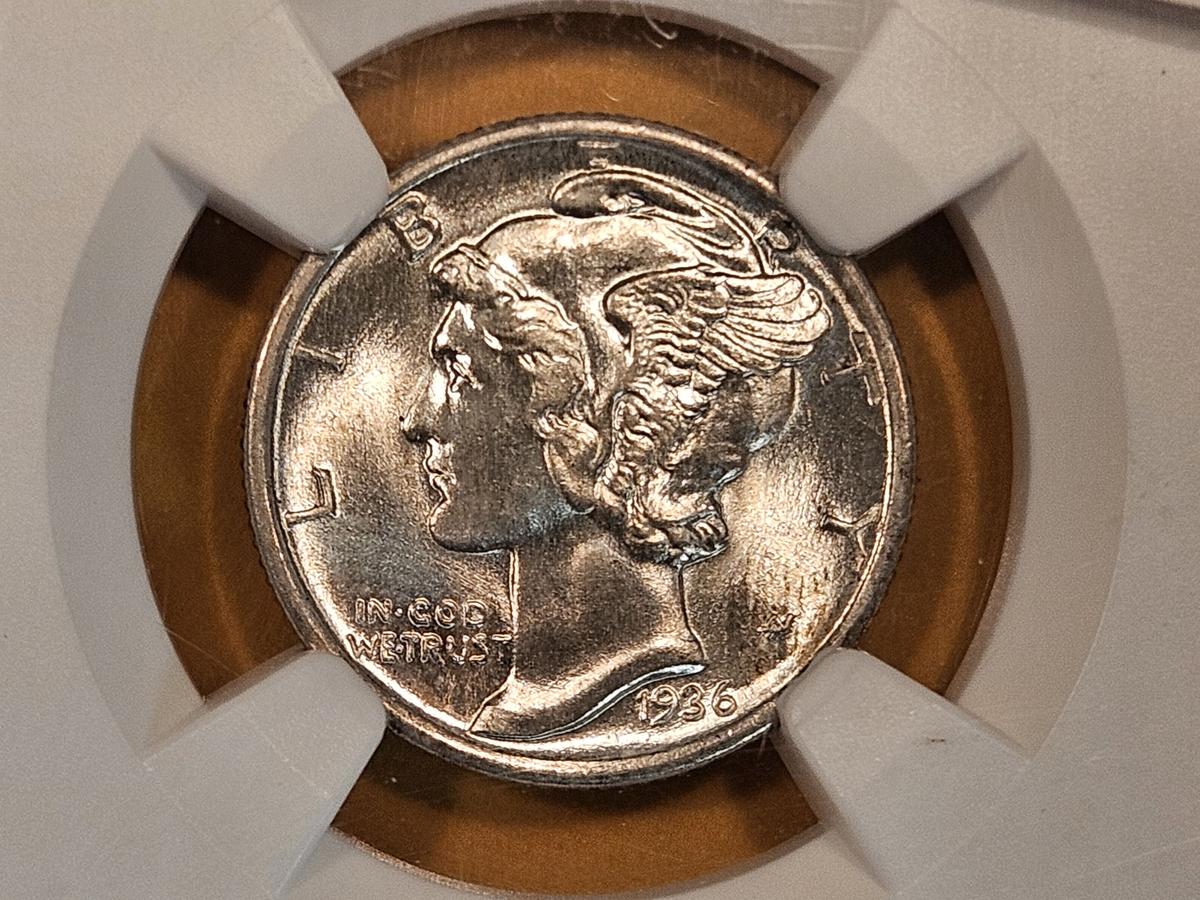 NGC 1936 Mercury Dime in Mint State 64 FB