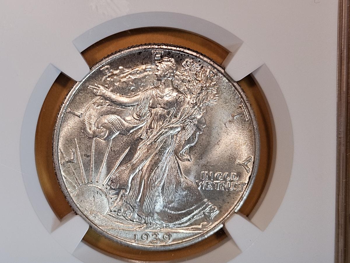 GEM! NGC 1939 Walking Liberty Half Dollar in Mint State 65