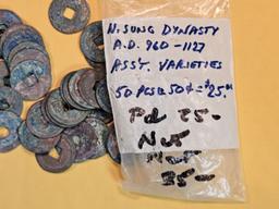 Bag of Fifty pieces of Chinese Coins