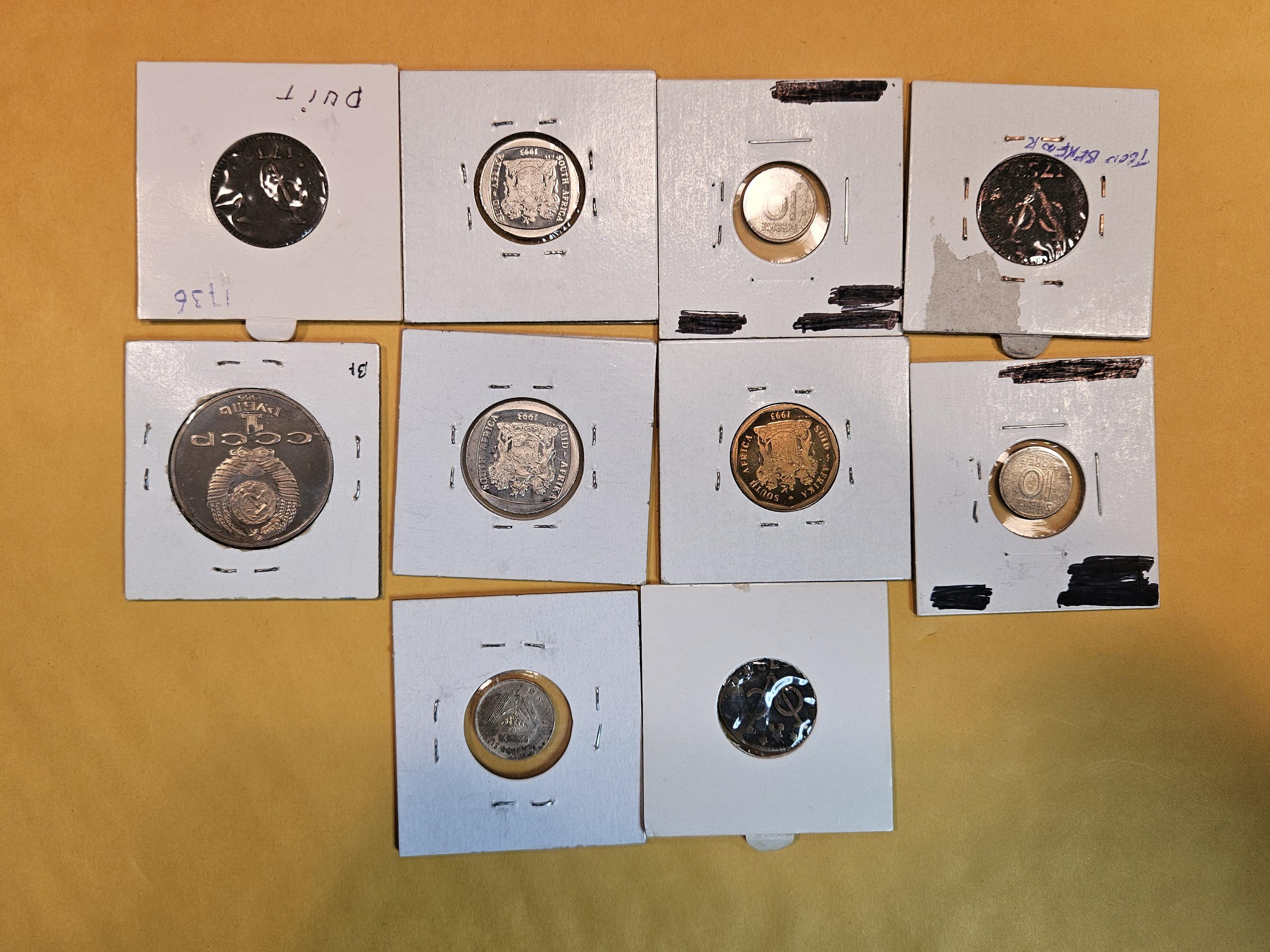 Ten fun mixed World Coins