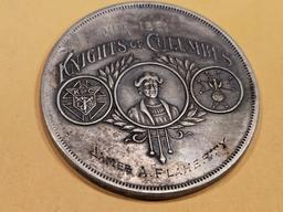 1896 - 1921 Knights of Columbus Member silver Medal