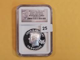 HIGH RELIEF! NGC 2014 British Virgin Islands Silver Ten Dollars in Proof 69 Ultra Cameo