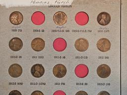 Partially complete set of Lincoln Wheat cents