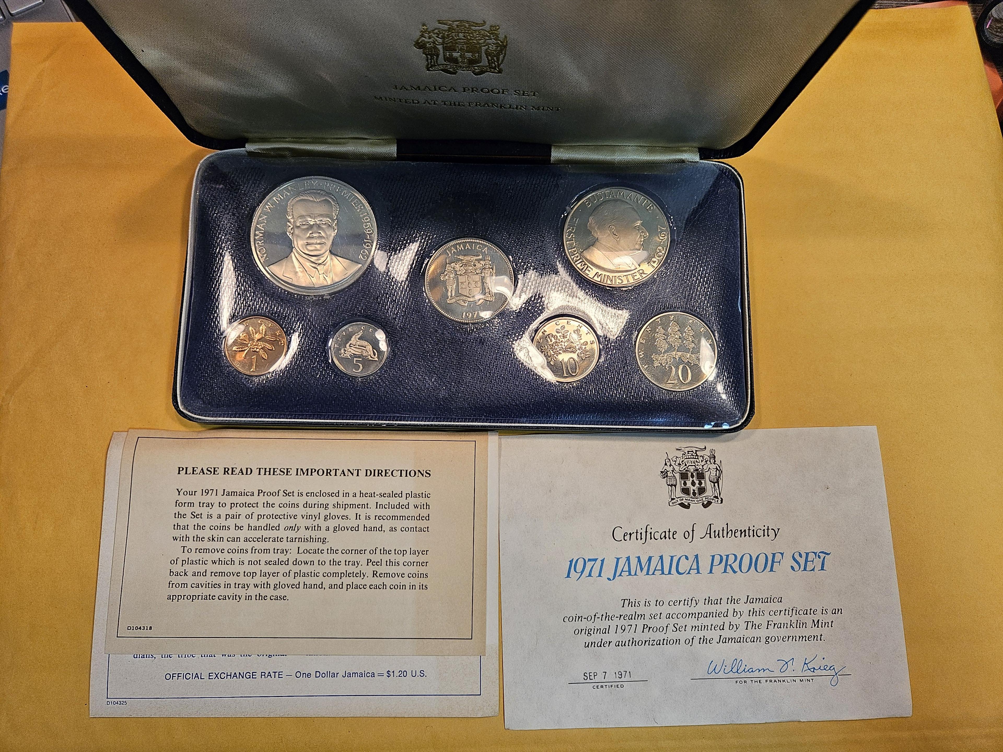 1971 Silver GEM Proof Deep Cameo Jamaica 7-Coin Set